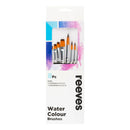 Reeves Water Colour Brushes Short Handle Set of 8 - No. 4, 6, 8, & 12 Round; No. 4, 6, 8 & 12 Flat