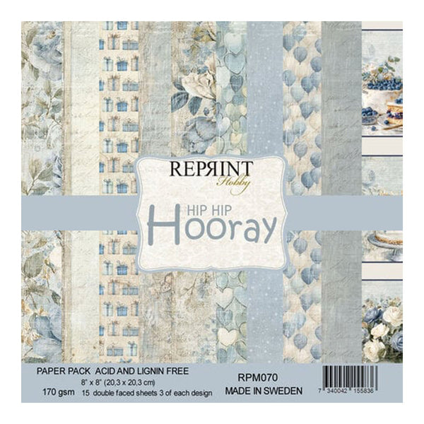 Reprint Hip Hip Hooray 8"x8" Paper Pack