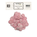 A pack of 100 pink paper flowers from Reprint Hobby, labeled 'Powder Rose', displayed on a clean white background with the product label visible above the pile of flowers.