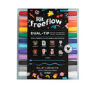 Rit freeflow Dual-Tip Multi-Surface Paint Markers Mega Mix 12-pack in a clear plastic case with a black front label, showing a variety of marker colors.