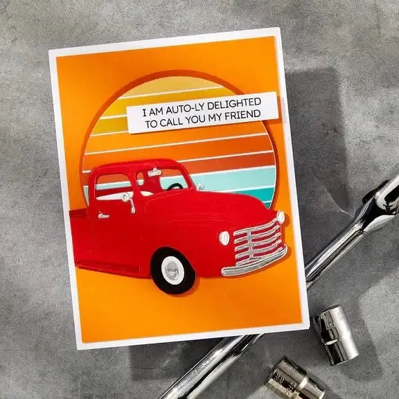 Spellbinders Classic Road Legends Stamp & Die Set By Mindy Eggen - Cruisin' By Sentiments