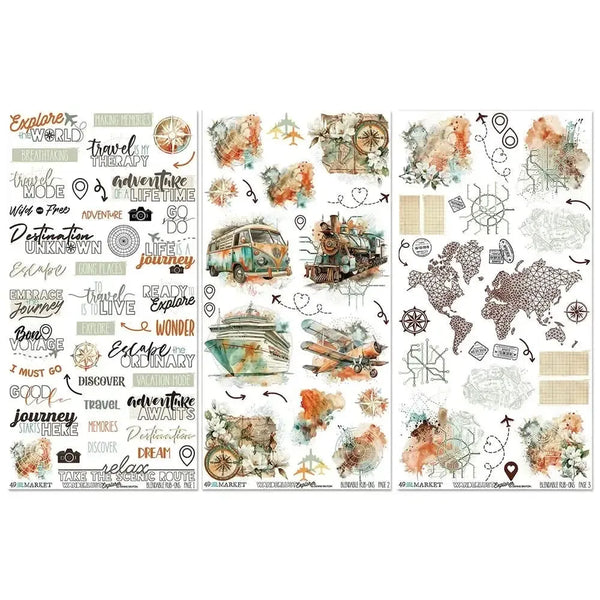 49 and Market - Wanderlust Explorer Collection - 6 x 12 Rub-on Transfer Set