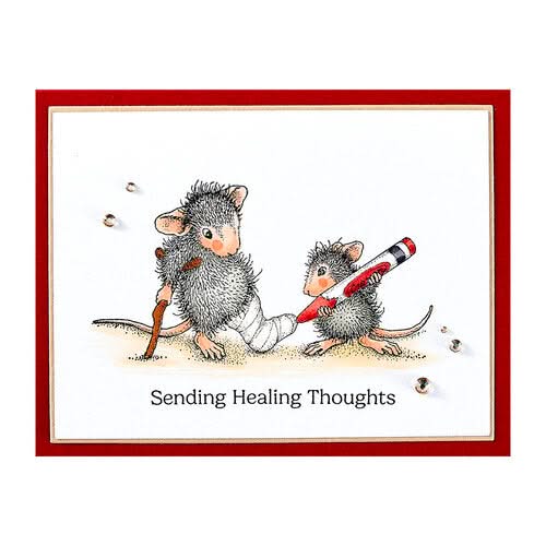 House Mouse Cling Rubber Stamp Healing Thoughts
