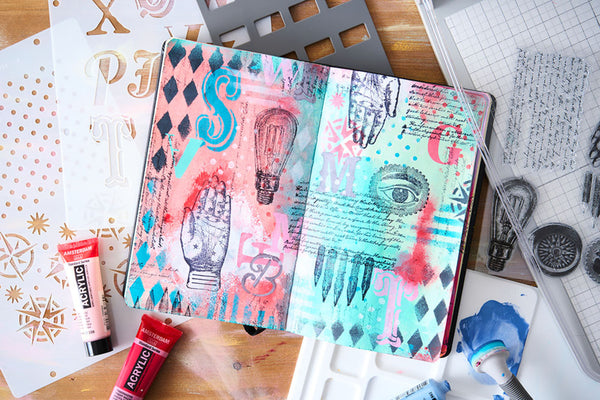 Sizzix Studio A5 Clear Stamp and Stencil Set By Mark Montano - My Favorite Things