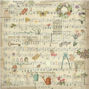 Stamperia Polyester Fabric 12"x 12" 4/Pkg - Garden