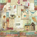 Stamperia Polyester Fabric 12"x 12" 4/Pkg - Garden