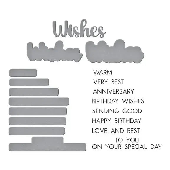 Spellbinders Wildflowers Stamp & Die Set by Lisa Horton - Very Best Wishes Sentiments