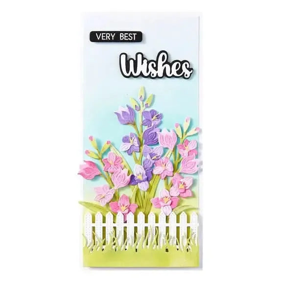 Spellbinders Wildflowers Stamp & Die Set by Lisa Horton - Very Best Wishes Sentiments