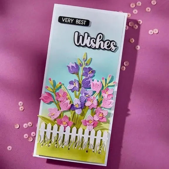 Spellbinders Wildflowers Stamp & Die Set by Lisa Horton - Very Best Wishes Sentiments