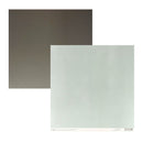 Two square sheets of paper, one in a matte dark brown and the other in a pale mint green, overlapping on a white background.