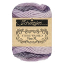 Skein of purple yarn with 'Scheepjes' label on a white background