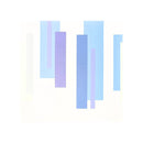 Abstract geometric cardstock featuring vertical rectangular blocks in shades of light blue, medium blue, and lavender purple on a white background.
