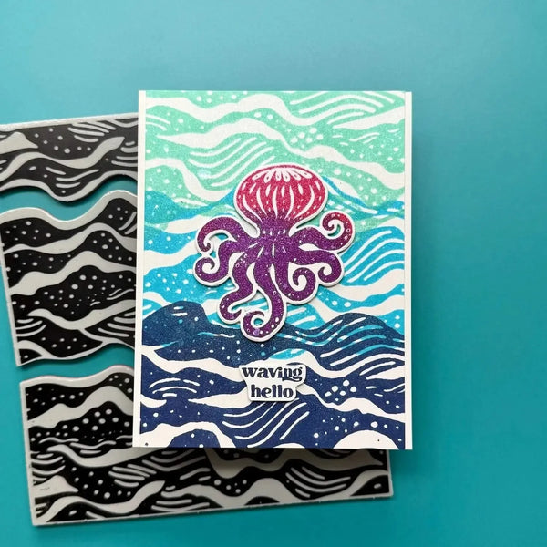 Simon Hurley create. Cling Stamp 6"X6" Saltwater