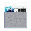 Simon Hurley Create 6x6 layering stencil by Ranger, featuring a gray plastic sheet with embossed candy cane patterns, packaged in a white and blue retail blister pack.