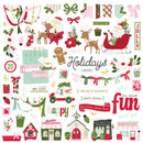 Collection of Christmas-themed illustrations including Santa Claus, reindeer, and festive elements on a white background.