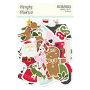 A sheet of Christmas-themed die-cut sticker pieces from Kringle & Co. under the Simple Stories collection, featuring Santa Claus, a gingerbread man, reindeer, candy canes, ornaments, and holiday decorations on a white background.