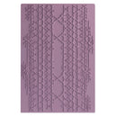 Purple textured card with geometric pattern on a white background