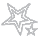 Two gray metal star-shaped die cutters, one large and one small, shown on a plain white background.