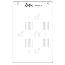 A clear rectangular stamping plate with rounded corners, featuring black line-art outlines of leafy branches, vertical bars, and a small arch. The brand name 'Sizix' and product code '667204 - 4' are printed at the top.