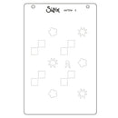 A clear rectangular stamping plate or stencil sheet from Sizzix, shown on a white background. The plate has the Sizzix brand name and product number 667204-2 printed at the top, with several light gray outline shapes including flowers, stars, and squares for stamping.