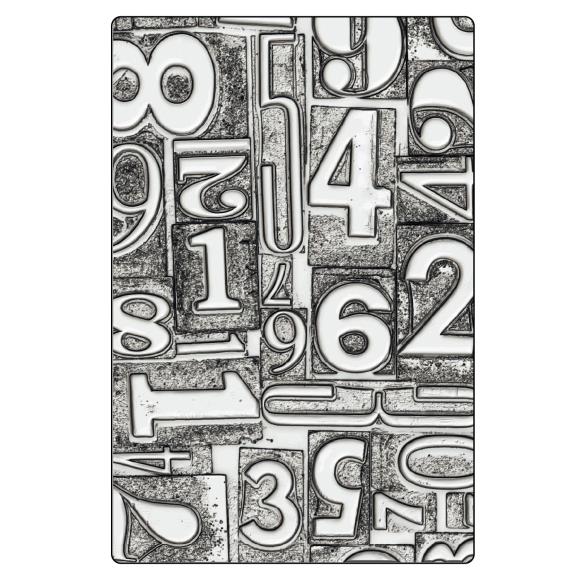 Sizzix 3D Texture Fades A5 Embossing Folder By Tim Holtz - Numbered