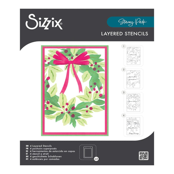 Sizzix A6 Stencil Set By Stacey Park 4/Pkg - A Wreath in Time