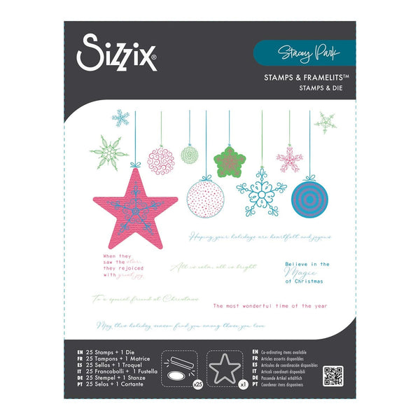 Sizzix Clear Stamp Set By Stacey Park 25/Pkg w/1 Framelits - Holiday Bits and Bobs
