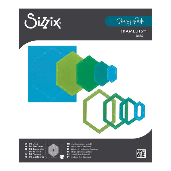 Sizzix Framelits Die Set By Stacey Park 10/Pkg - Fanciful Framelits Reversed, Belinda Stitched Hexagons
