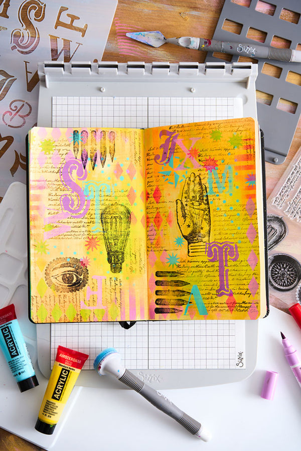 Sizzix Studio A5 Clear Stamp and Stencil Set By Mark Montano - My Favorite Things