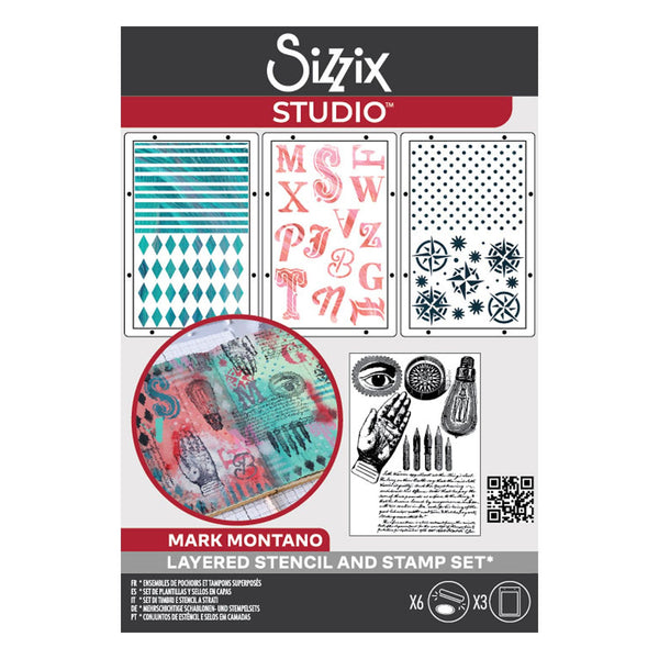Sizzix Studio A5 Clear Stamp and Stencil Set By Mark Montano - My Favorite Things