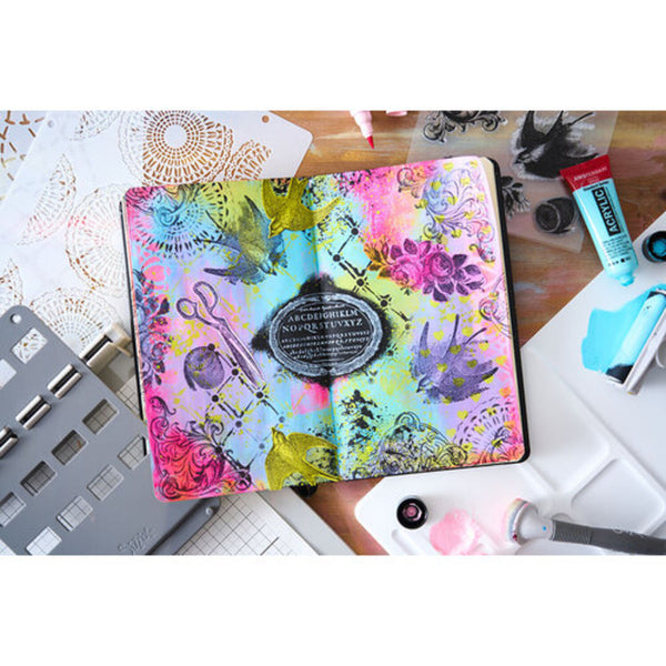 Sizzix Studio A5 Clear Stamp and Stencil Set By Mark Montano - Stitches