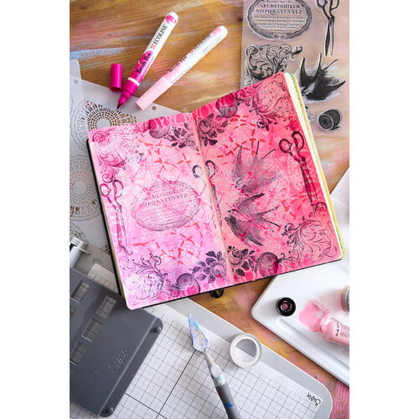 Sizzix Studio A5 Clear Stamp and Stencil Set By Mark Montano - Stitches