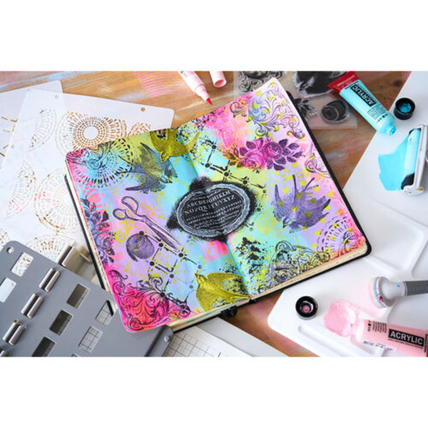 Sizzix Studio A5 Clear Stamp and Stencil Set By Mark Montano - Stitches