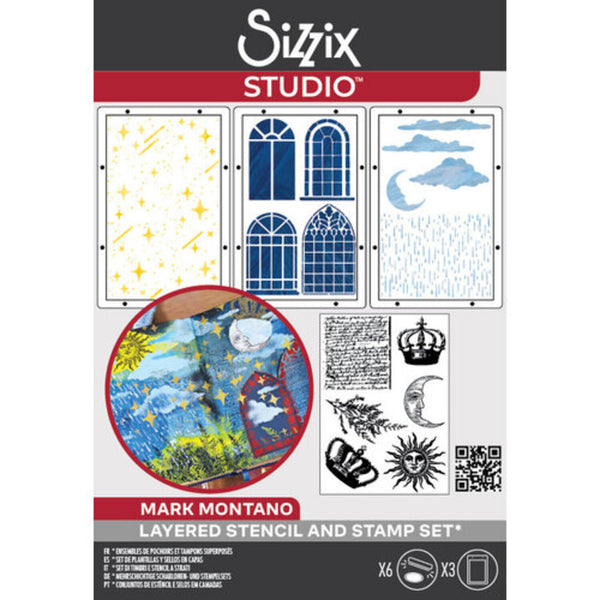 Sizzix Studio A5 Clear Stamp and Stencil Set By Mark Montano - Weather Wonder