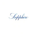 The word 'Sapphire' written in elegant blue cursive script centered on a plain white background.