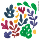 Colorful watercolor seaweed or coral-like abstract shapes on a white background, with the text 'Artwork by Melissa Esplin' printed vertically on the right side.
