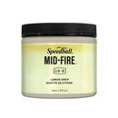 A jar of Speedball Mid-Fire acrylic paint in the shade Lemon Drop (Delta 5-6), featuring a pale yellow-green label and a black screw-on lid, set against a plain white background.