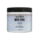 A jar of Speedball Mid-Fire acrylic paint in the color Natural Opal (Opale Naturelle), featuring a white body, a black ribbed screw-on lid, and a light blue and lavender textured label.