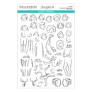 Spellbinders Clear Stamps sheet featuring black line art illustrations of children's faces, limbs, and body parts, with the Spellbinders logo and product code visible at the top.