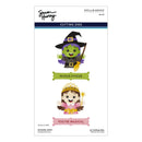 Spellbinders 'Wickedly Sweet' cutting dies set by Simon Hurley, featuring two cartoon witch and princess die-cut designs on a white backing card.