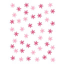 A repeating pattern of small six-pointed stars in alternating light pink and dark magenta on a plain white background.
