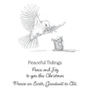 Illustration of a bird and mouse with Christmas message on a white background