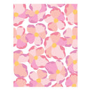 Floral pattern with pink and yellow flowers on a white background