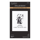 Spellbinders Gemini zodiac design on a black and white packaging