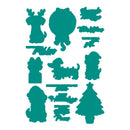 Collection of teal animal and nature silhouette cutouts on a white background
