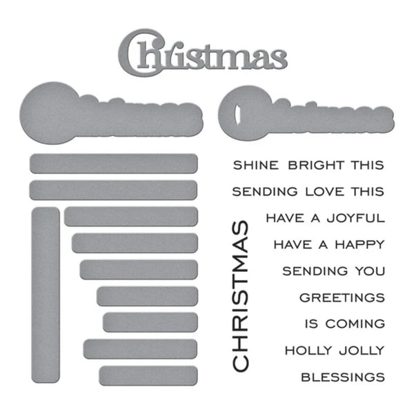 Spellbinders All About Christmas Stamp & Die Set by Lisa Horton - Christmas Sentiments