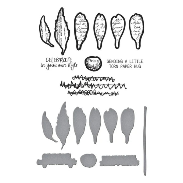 Spellbinders Beautifully Imperfect Clear Stamp & Die Set - Sculpted Scripted Floral