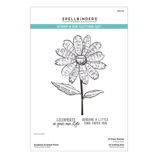 Spellbinders Beautifully Imperfect Clear Stamp & Die Set - Sculpted Scripted Floral