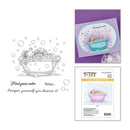 Set of rubber stamps with bathtub and bubble design on a white background