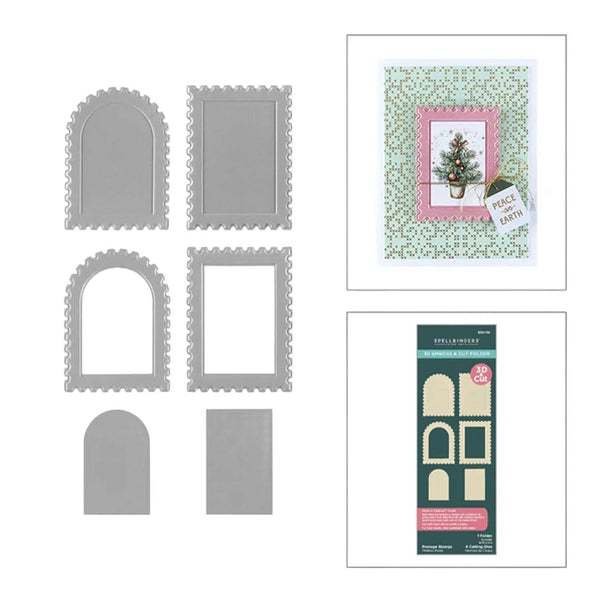 Spellbinders Holiday Magic 3D Emboss & Cut Folder - Postage Stamps